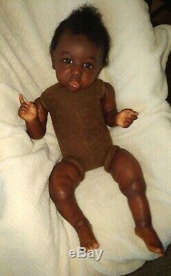 23 Chocolate Saskia Reborn Boy with chocolate doe suede body AA Biracial Ethnic