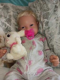 23'' Full Body Solid Silicone Large Reborn Doll Baby Girl Blonde 12 Pds