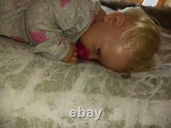 23'' Full Body Solid Silicone Large Reborn Doll Baby Girl Blonde 12 Pds