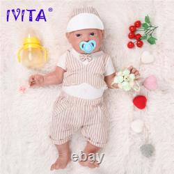 23'' IVITA Silicone Reborn Baby Boy Brown Eyes Big Silicone Doll Xmas Gift
