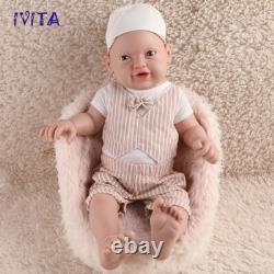 23'' IVITA Silicone Reborn Baby Boy Brown Eyes Big Silicone Doll Xmas Gift