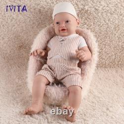 23'' IVITA Silicone Reborn Baby Boy Brown Eyes Big Silicone Doll Xmas Gift
