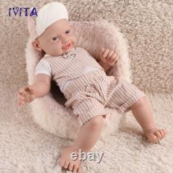 23'' IVITA Silicone Reborn Baby Boy Brown Eyes Big Silicone Doll Xmas Gift