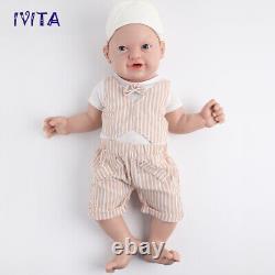 23'' IVITA Silicone Reborn Baby Boy Brown Eyes Big Silicone Doll Xmas Gift