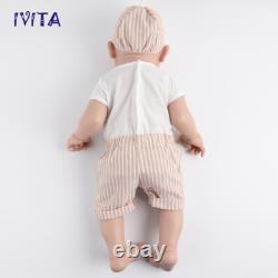 23'' IVITA Silicone Reborn Baby Boy Brown Eyes Big Silicone Doll Xmas Gift
