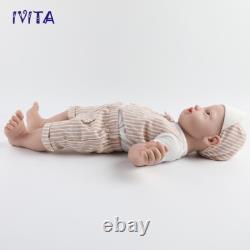 23'' IVITA Silicone Reborn Baby Boy Brown Eyes Big Silicone Doll Xmas Gift