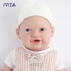 23'' IVITA Silicone Reborn Baby Boy Brown Eyes Big Silicone Doll Xmas Gift