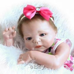 23Reborn Full Body Silicone Girl Baby Doll Newborn Preemie Dolls Babies