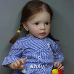 23in Finished Reborn Dolls Lifelike Toddler Girl Hand-Rooted Hair Handmade Gift