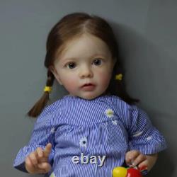 23in Finished Reborn Dolls Lifelike Toddler Girl Hand-Rooted Hair Handmade Gift