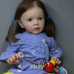 23in Finished Reborn Dolls Lifelike Toddler Girl Hand-Rooted Hair Handmade Gift