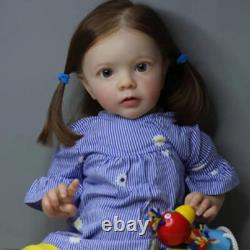 23in Finished Reborn Dolls Lifelike Toddler Girl Hand-Rooted Hair Handmade Gift