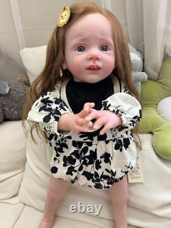 23in Lifelike Reborn Baby Doll Fritzi Hand Rooted Hair 3D Toddler Girl Dolls