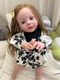 23in Lifelike Reborn Baby Doll Fritzi Hand Rooted Hair 3D Toddler Girl Dolls