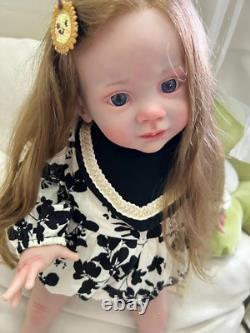 23in Lifelike Reborn Baby Doll Fritzi Hand Rooted Hair 3D Toddler Girl Dolls