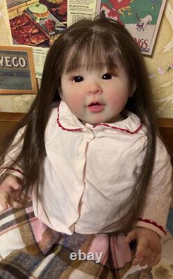 23inch Finished Reborn Baby Doll Newborn Girl Hand-Rooted Hair Art Collect Gifts