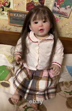 23inch Finished Reborn Baby Doll Newborn Girl Hand-Rooted Hair Art Collect Gifts