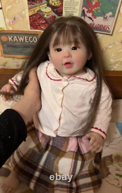 23inch Finished Reborn Baby Doll Newborn Girl Hand-Rooted Hair Art Collect Gifts