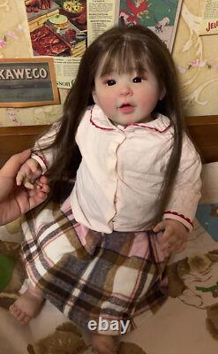 23inch Finished Reborn Baby Doll Newborn Girl Hand-Rooted Hair Art Collect Gifts