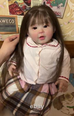 23inch Finished Reborn Baby Doll Newborn Girl Hand-Rooted Hair Art Collect Gifts