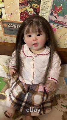 23inch Finished Reborn Baby Doll Newborn Girl Hand-Rooted Hair Art Collect Gifts