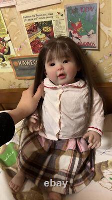 23inch Finished Reborn Baby Doll Newborn Girl Hand-Rooted Hair Art Collect Gifts