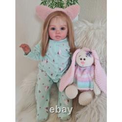 23inch Realistic Cute Girl Reborn Baby Doll Rooted Blonde Hair Handmade Art Toys