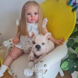 23inch Realistic Cute Girl Reborn Baby Doll Rooted Blonde Hair Handmade Art Toys