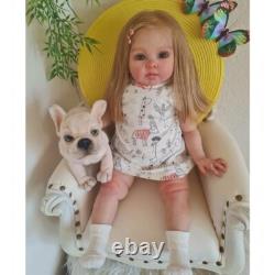 23inch Realistic Cute Girl Reborn Baby Doll Rooted Blonde Hair Handmade Art Toys