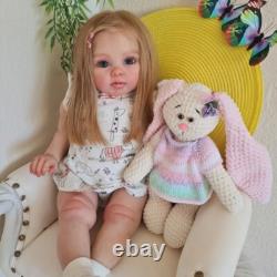 23inch Realistic Cute Girl Reborn Baby Doll Rooted Blonde Hair Handmade Art Toys