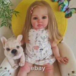 23inch Realistic Cute Girl Reborn Baby Doll Rooted Blonde Hair Handmade Art Toys