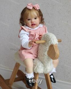 24 Reborn Doll Rooted Hair Lifelike Toddler Handmade Newborn Girl Finished Gift