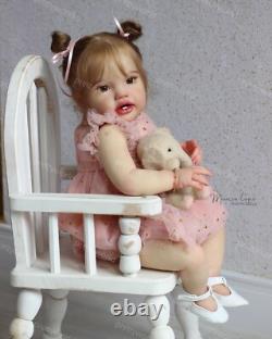 24 Reborn Doll Rooted Hair Lifelike Toddler Handmade Newborn Girl Finished Gift