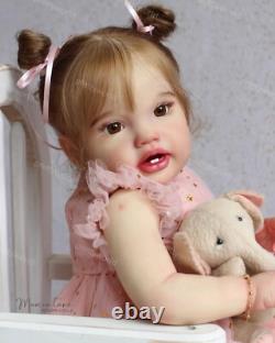 24 Reborn Doll Rooted Hair Lifelike Toddler Handmade Newborn Girl Finished Gift