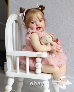 24 Reborn Doll Rooted Hair Lifelike Toddler Handmade Newborn Girl Finished Gift