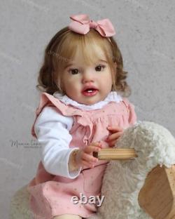 24 Reborn Doll Rooted Hair Lifelike Toddler Handmade Newborn Girl Finished Gift