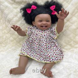 24 in Reborn Baby Doll 2023 Latest Lifelike Newborn Black Skin Handmade Birthday