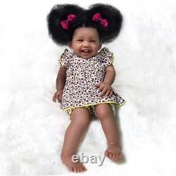 24 in Reborn Baby Doll 2023 Latest Lifelike Newborn Black Skin Handmade Birthday