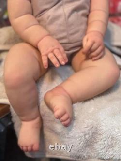 24in Sleeping Pickle Reborn Toddler Doll Gift Soft Cloth Body Hand-Rooted Hair
