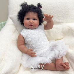 24in Soft Touch Reborn Baby Doll Toddler Newborn Lifelike Dark Skin Rooted Hair