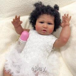 24in Soft Touch Reborn Baby Doll Toddler Newborn Lifelike Dark Skin Rooted Hair