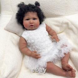 24in Soft Touch Reborn Baby Doll Toddler Newborn Lifelike Dark Skin Rooted Hair