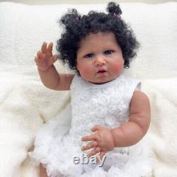 24in Soft Touch Reborn Baby Doll Toddler Newborn Lifelike Dark Skin Rooted Hair