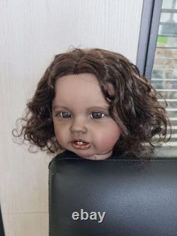 24in Unfinished Lottie Reborn Baby Doll Girl Hand-Rooted Hair Dark Skin Kit Toys