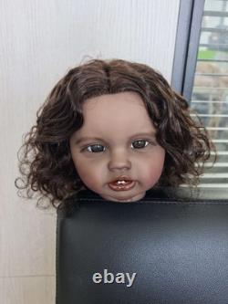 24in Unfinished Lottie Reborn Baby Doll Girl Hand-Rooted Hair Dark Skin Kit Toys