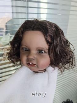 24in Unfinished Lottie Reborn Baby Doll Girl Hand-Rooted Hair Dark Skin Kit Toys