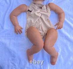 24in Unfinished Lottie Reborn Baby Doll Girl Hand-Rooted Hair Dark Skin Kit Toys