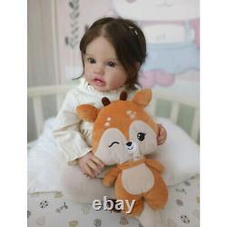 24inch Already Finished Reborn Baby Dolls Girl Toddler Brown Hair Handmade Gifts