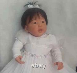 24inch Lifelike Reborn Baby Doll Toddler Newborn Girl With Hand-Rooted Hair Gift