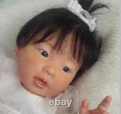 24inch Lifelike Reborn Baby Doll Toddler Newborn Girl With Hand-Rooted Hair Gift